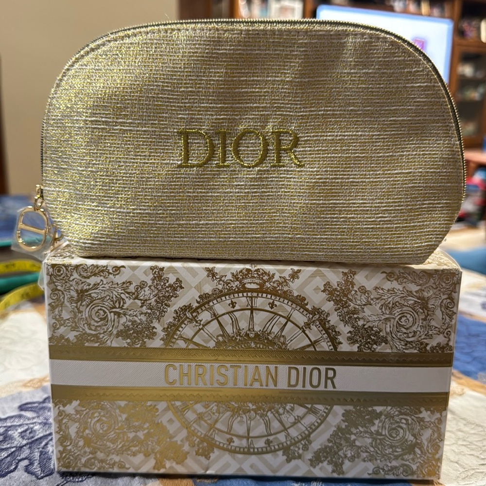 Christian Dior Gold Cosmetic Trousse Pouch
